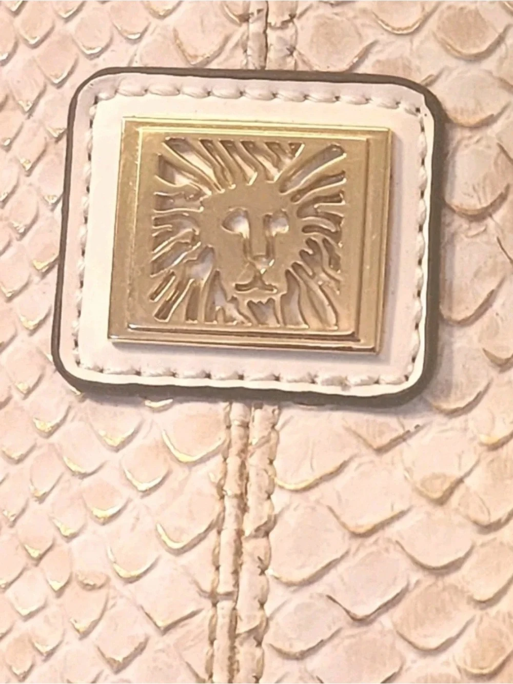 Anna Klein Cream Snake-Embossed Tote Bag